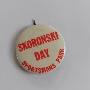 Vintage Pinback Button 60s Tony Skoronski Day Sportsmans Park St Louis StL